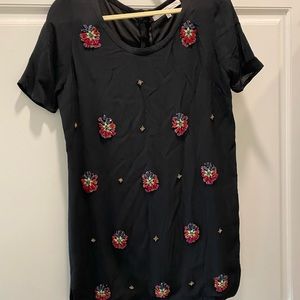 Lovers + Friends Black Embellished Shift Dress, Size M.